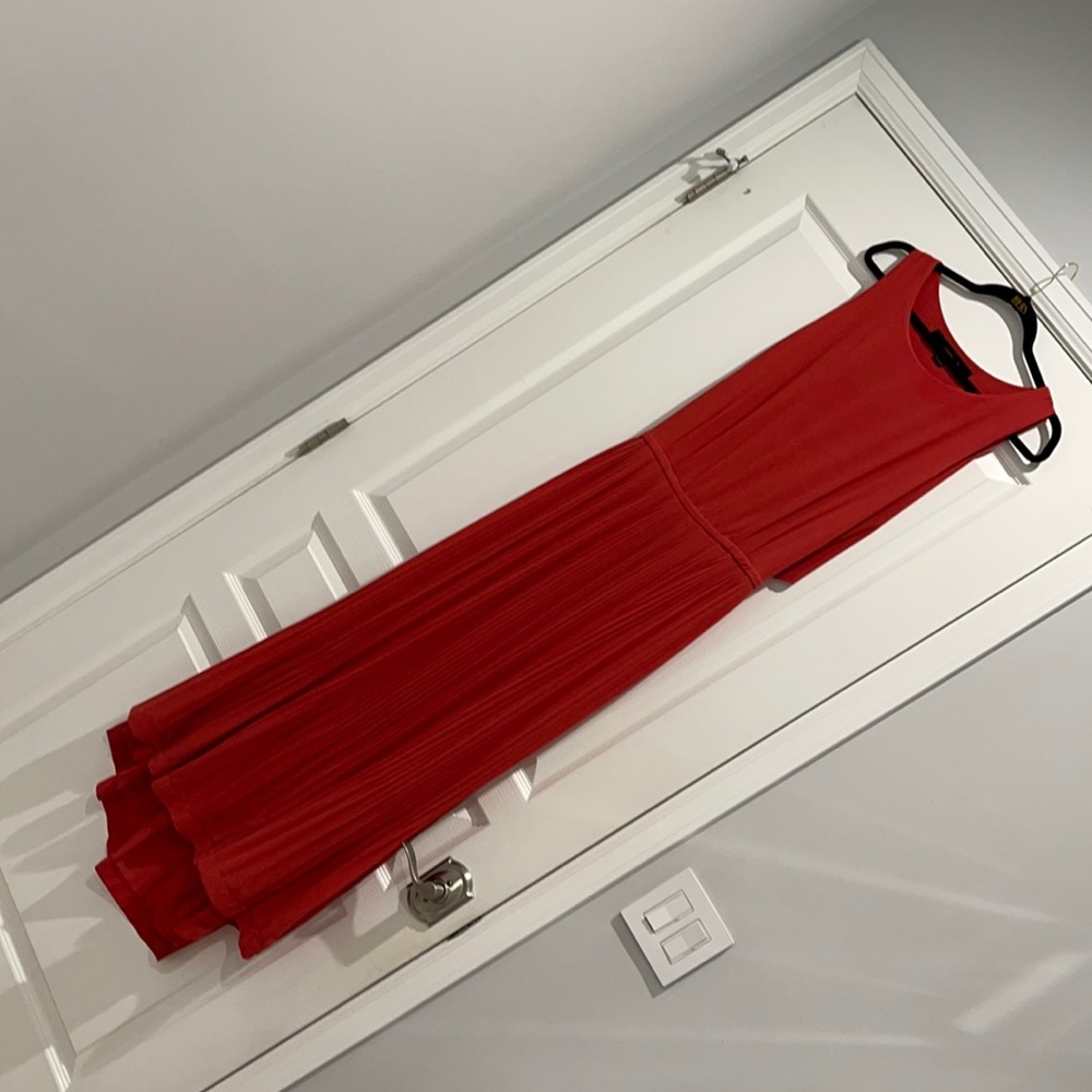 Long red dress with slightly open back